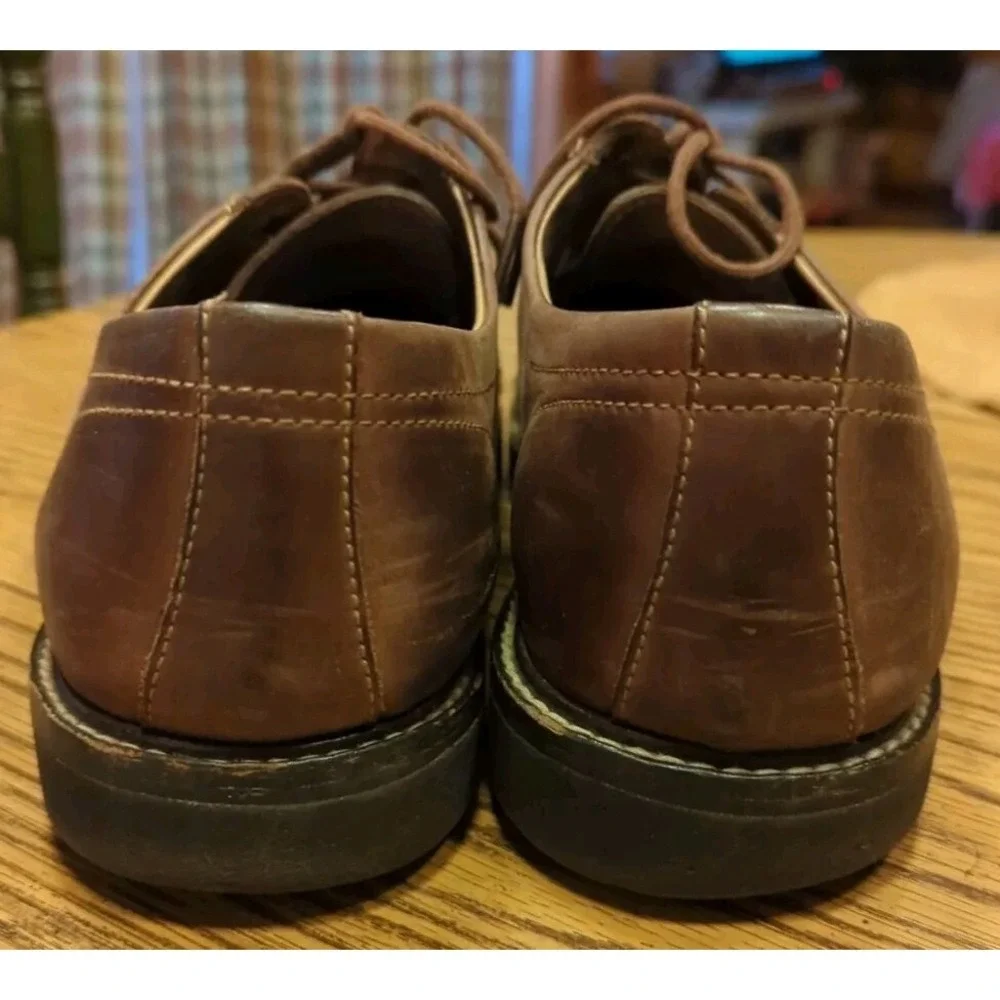 LL Bean Brown Leather Loafer Men's US 10.5 D Lace‎ Up Oxford Distressed Shoes
